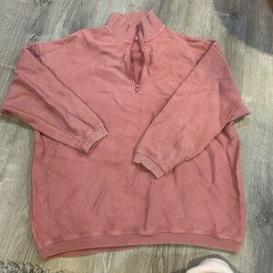 Aerie Dusty Rose Pullover with 3/4 zip baggy size medium